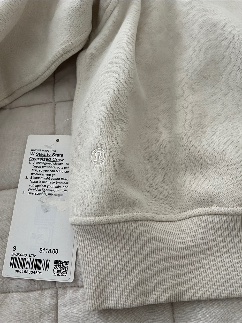NWT Lululemon athletica Crewneck Sweater in Cream - Picture 6 of 10